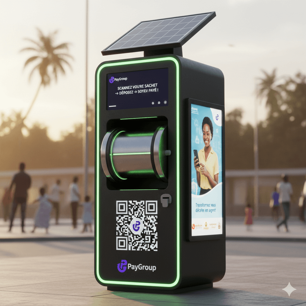 Kiosque BPO solaire dans un quartier de Kinshasa